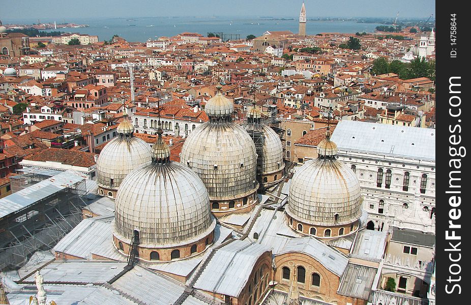 Wide angle view  of Venice, Italy