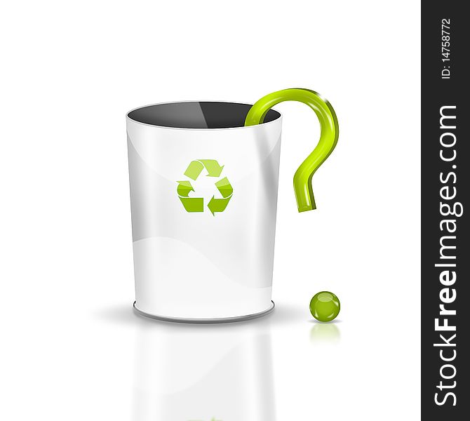 An illustration with a question mark looking in the Recycle Bin