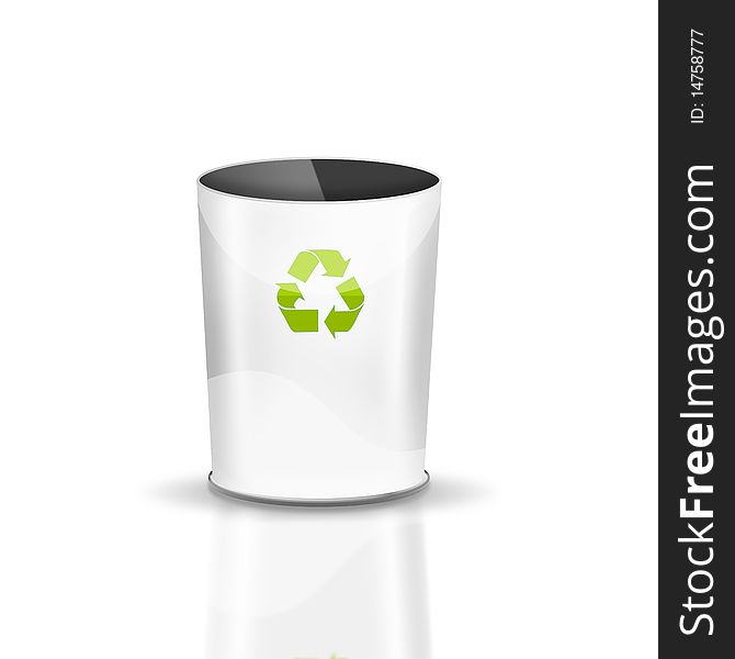 An illustration of an empty recycle bin on white background