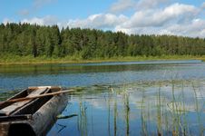 Old Wooden Boat At The Lake Bank Royalty Free Stock Image Old Wooden Boat At The Lake Bank Royalty Free Stock Image