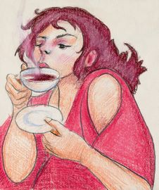 Girl Drinking Tea Stock Photos