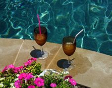 Drinks By The Pool Stock Images