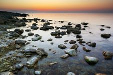 Sea And Rock At The Sunset Stock Image Sea And Rock At The Sunset Stock Image