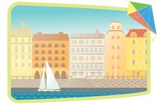Four Seasons: Summer In River Town Stock Photography Four Seasons: Summer In River Town Stock Photography