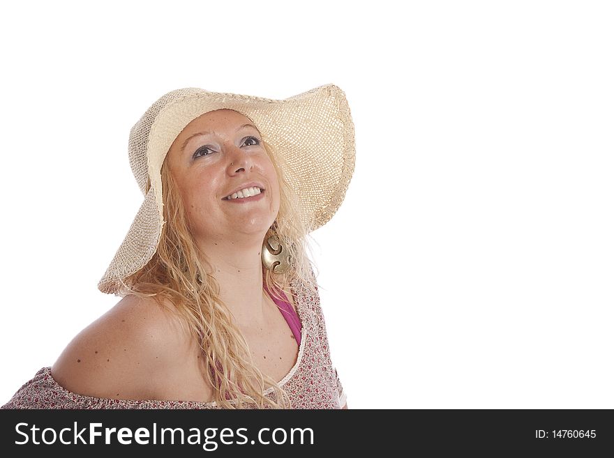 Beautiful Woman with hat smiling. Beautiful Woman with hat smiling