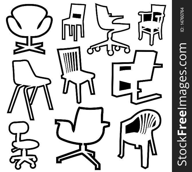 Set of chairs illustration vector