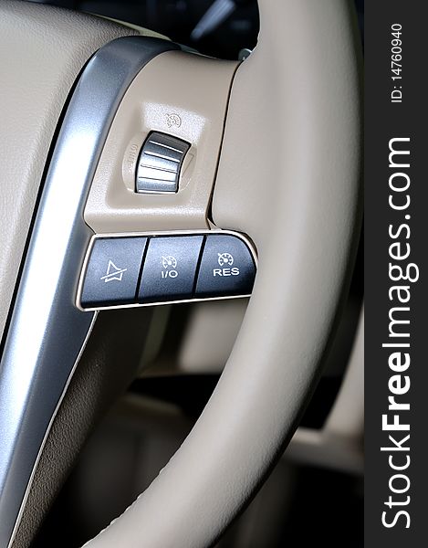 Operation and functional push button and decoration strip on steering wheel. Operation and functional push button and decoration strip on steering wheel.