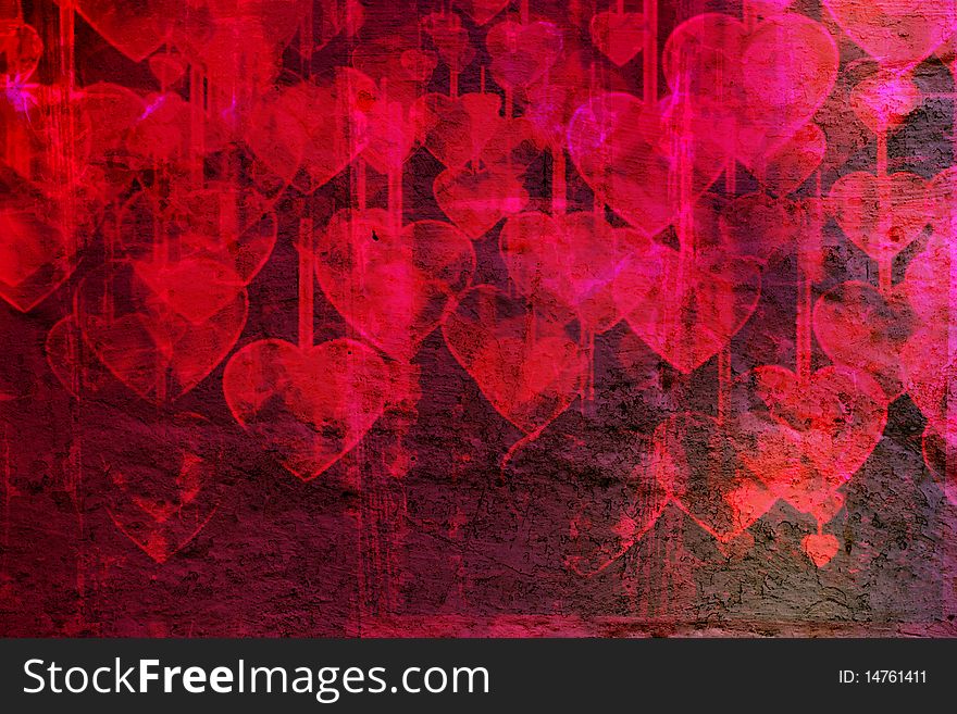 Heart on Grange background, an abstract figure