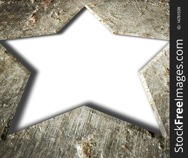 Illustrated metal frame star.. on an isolated white background