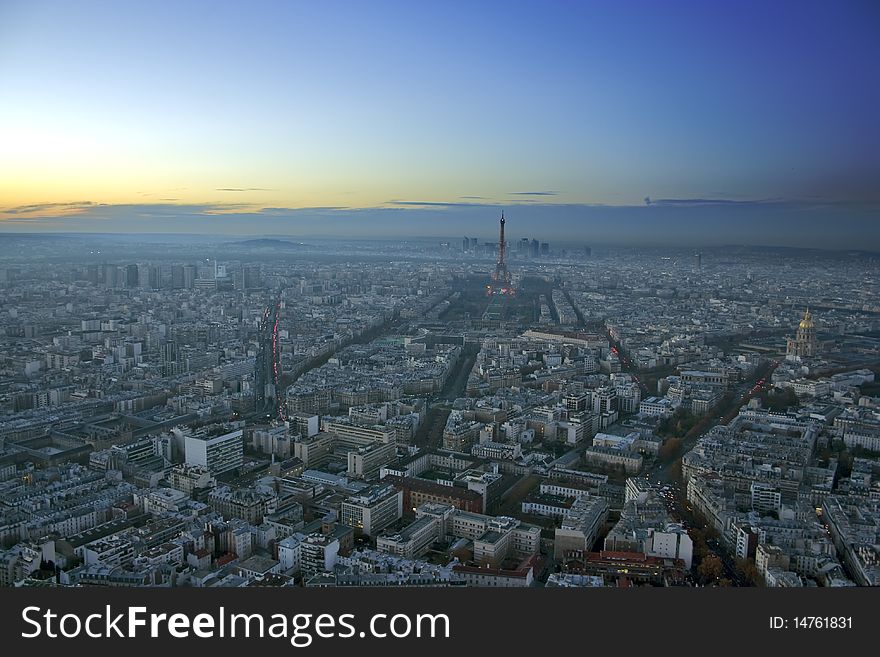 Panorama view from Paris in France