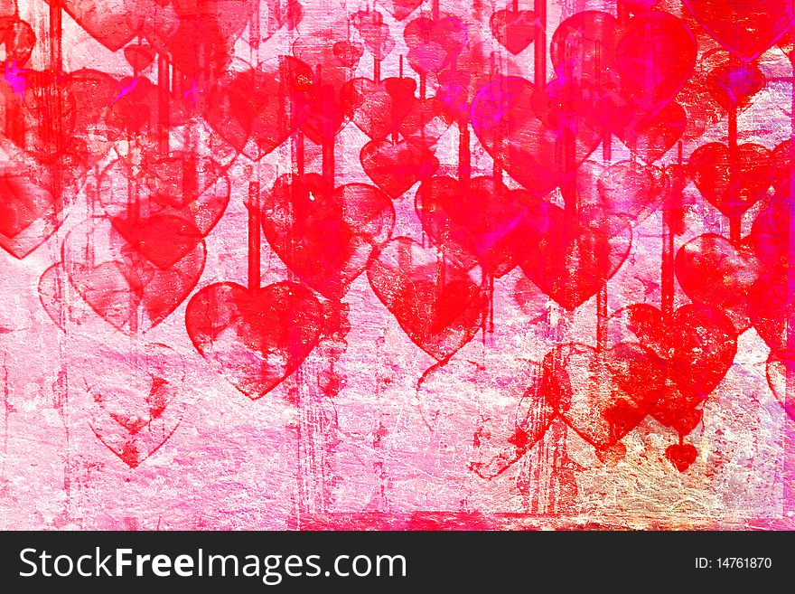 Heart on Grange background, an abstract figure