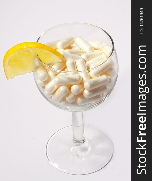 Cocktail of drugs with a lemon in it. Cocktail of drugs with a lemon in it