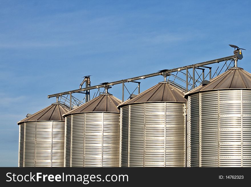 Silos in beautiful landscape and acres