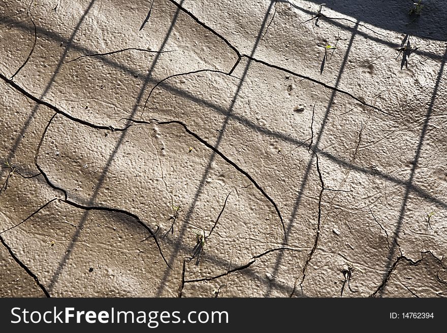 Cracked earth background with shadow