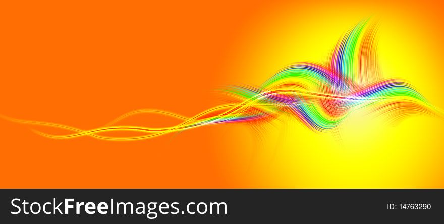 Beautiful abstract composition of curved bands on a yellow background
