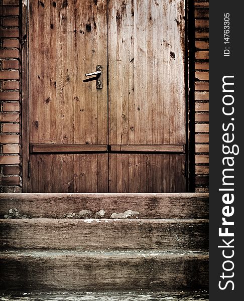 Vintage door with artistic shadows added