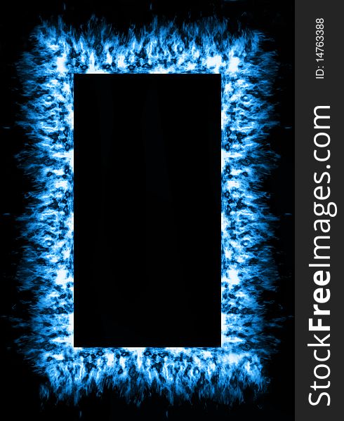 Blue fire frame with black copy-space