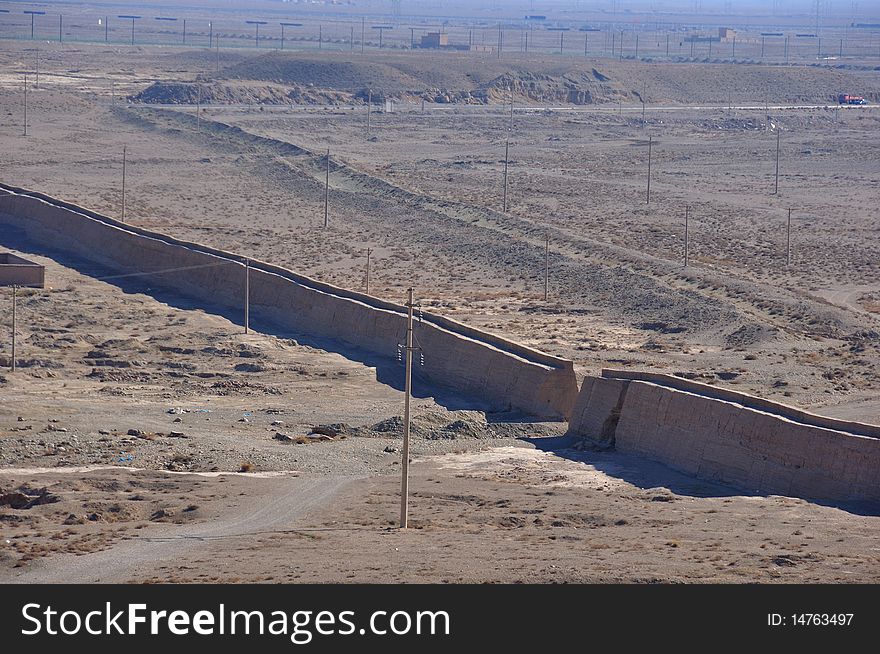 It is the ruins of the greatwall in jiayuguan city. It is the ruins of the greatwall in jiayuguan city.