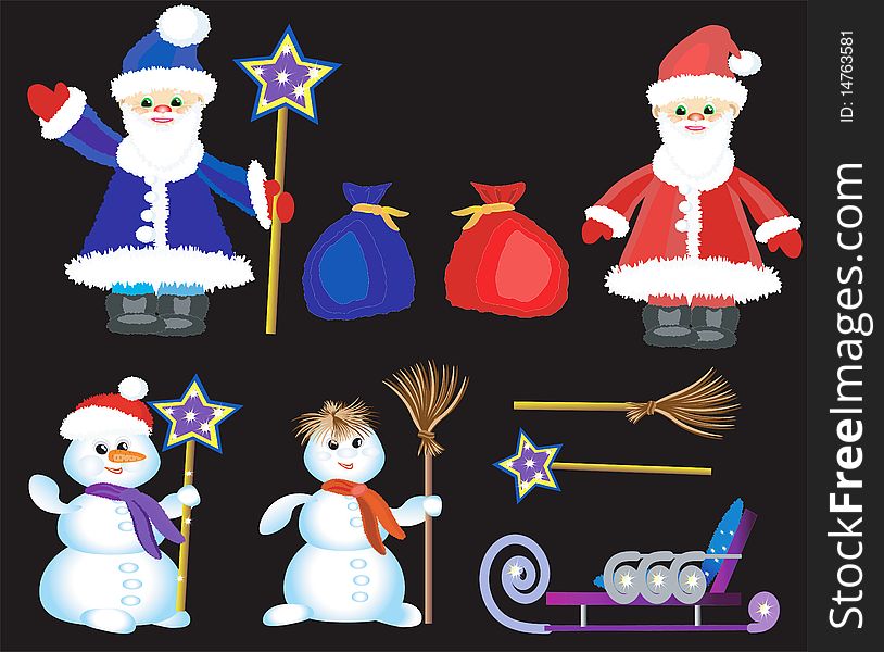 Set icons to Christmas and New Year holidays. Set icons to Christmas and New Year holidays