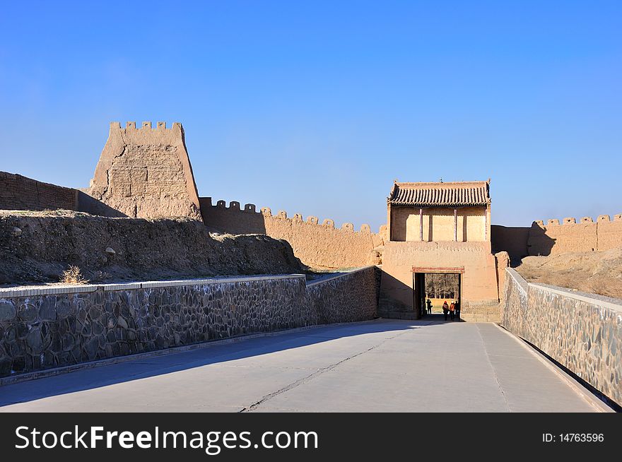 It is one part of jiayuguan greatwall. It is one part of jiayuguan greatwall.