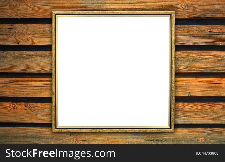 Frame, the painting on a wooden background