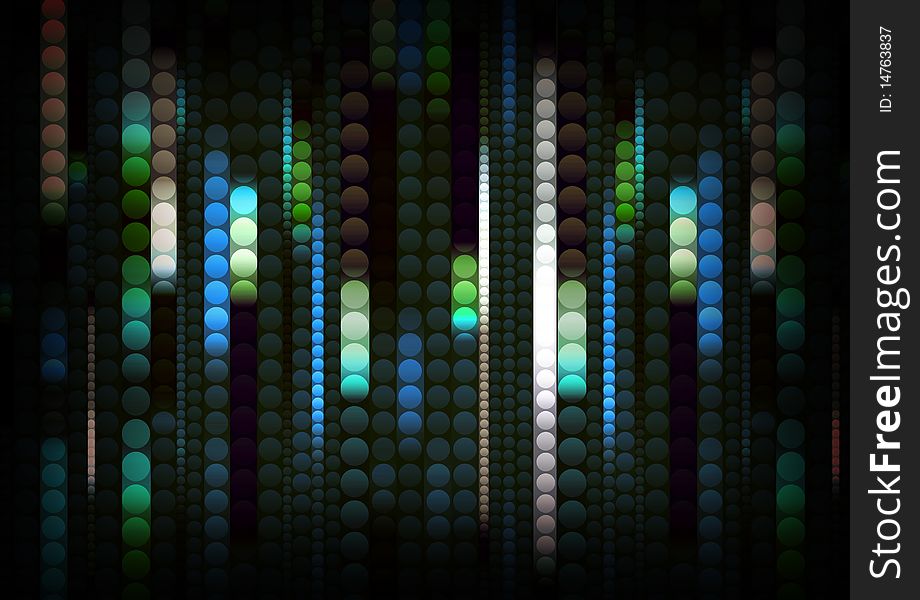 Strips of shiny colored circles, abstract background