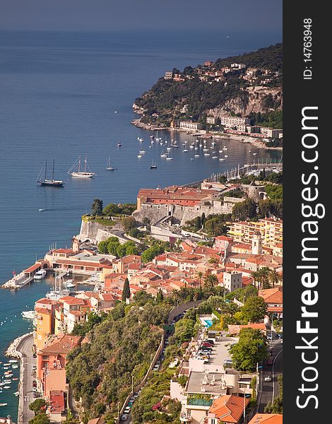 The Provencal town of Villefranche-sur-Mer on the Cote d'Azur. The Provencal town of Villefranche-sur-Mer on the Cote d'Azur