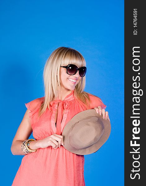 Pretty Woman In Pink Summer Dress, Hat