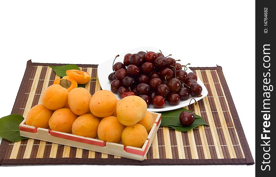 Fresh apricot and sweet cherry. Fresh apricot and sweet cherry