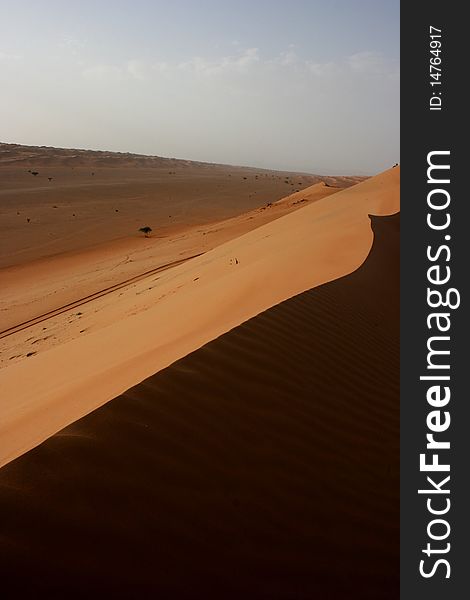 Beautiful sand desert area called Wahiba Sands in Oman