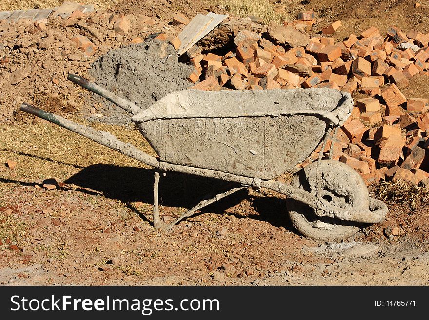 Image of a wheelbarrow used at a construction site