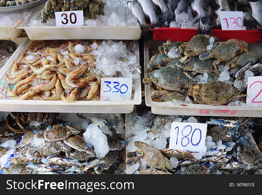 Sea food in the local market