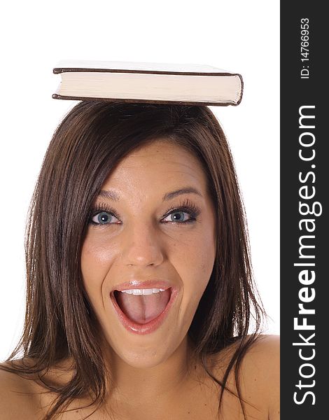 Shot of a happy school girl with book