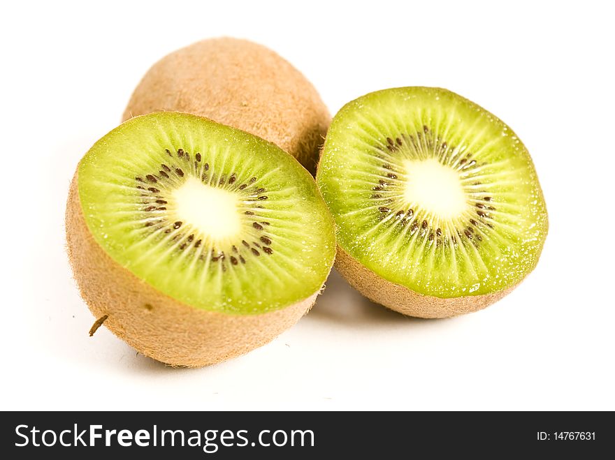 Kiwi fruit on a white background