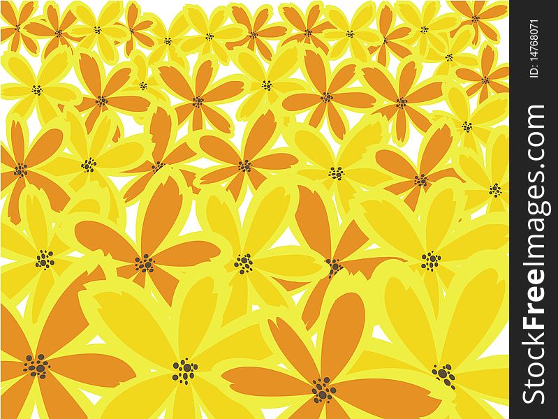 Abstract floral background from orange and yellow flowers. Abstract floral background from orange and yellow flowers