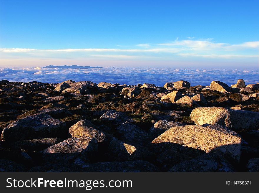 Mountains and the sea of clouds with blue sky in the morning. Mountains and the sea of clouds with blue sky in the morning