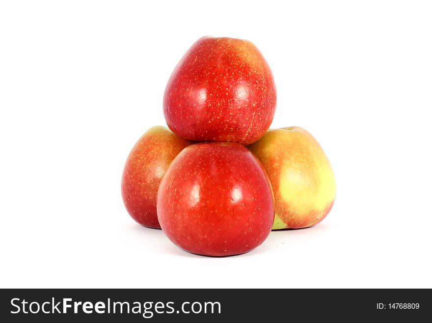 Ripe fresh red apples, isolated on white