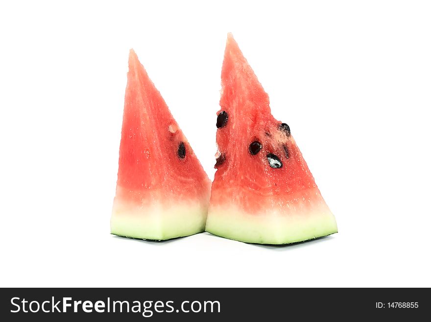 Two pieces of water melon isolated on white