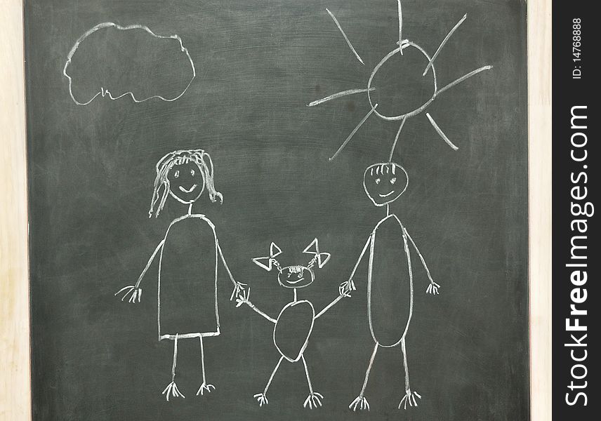 Child's drawing of his happy family