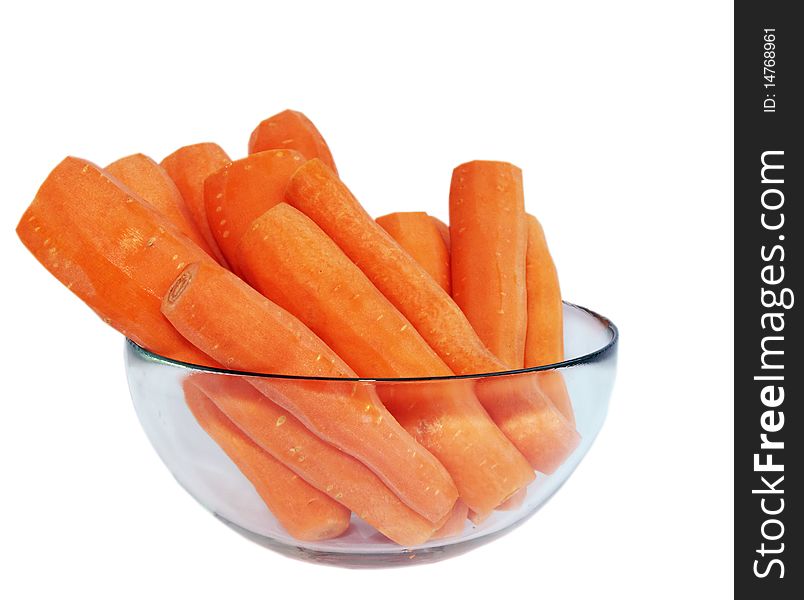 Purified carrot in a glass bowl