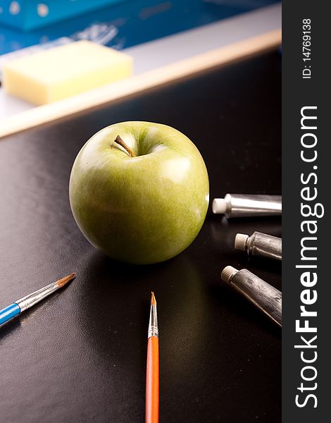 School, blackboard and other school equipment arranged in studio. School, blackboard and other school equipment arranged in studio