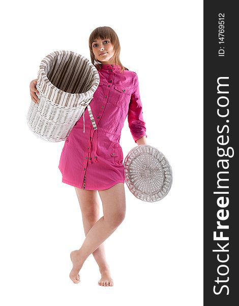 Girl With Basket For Linen