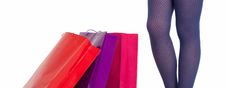 Shopping Bags And Woman Legs Wear Panties Isolated Stock Images