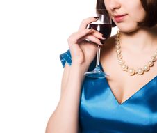 Woman With Glass Red Wine Stock Images Woman With Glass Red Wine Stock Images