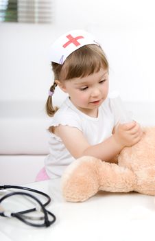 Little Girl Doctor With Teddy Bear Royalty Free Stock Photo Little Girl Doctor With Teddy Bear Royalty Free Stock Photo