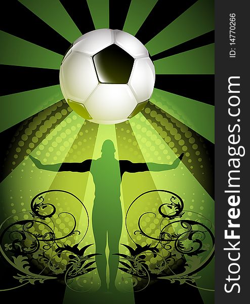 Soccer ball on grunge background, element for design
