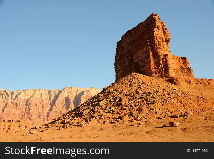 Colorful Butte at Dawn, Vermilion Cliffs. Colorful Butte at Dawn, Vermilion Cliffs