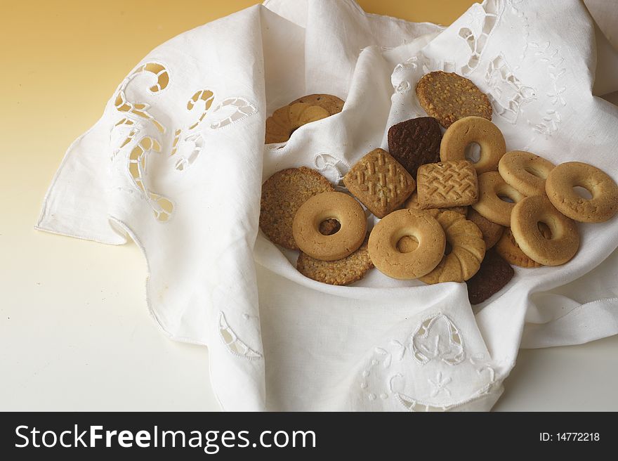 Still life with biscuits on napkin