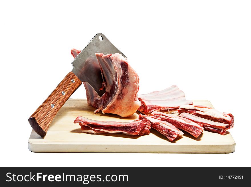 Meat cutting - chopping mutton ribs