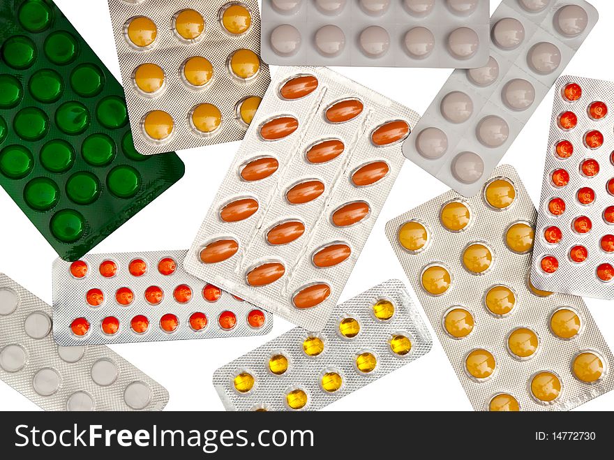 Background of pills in packages